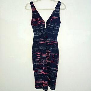 Amanda Uprichard Royal Blue And Pink Zipper Tank Knee Length Dress